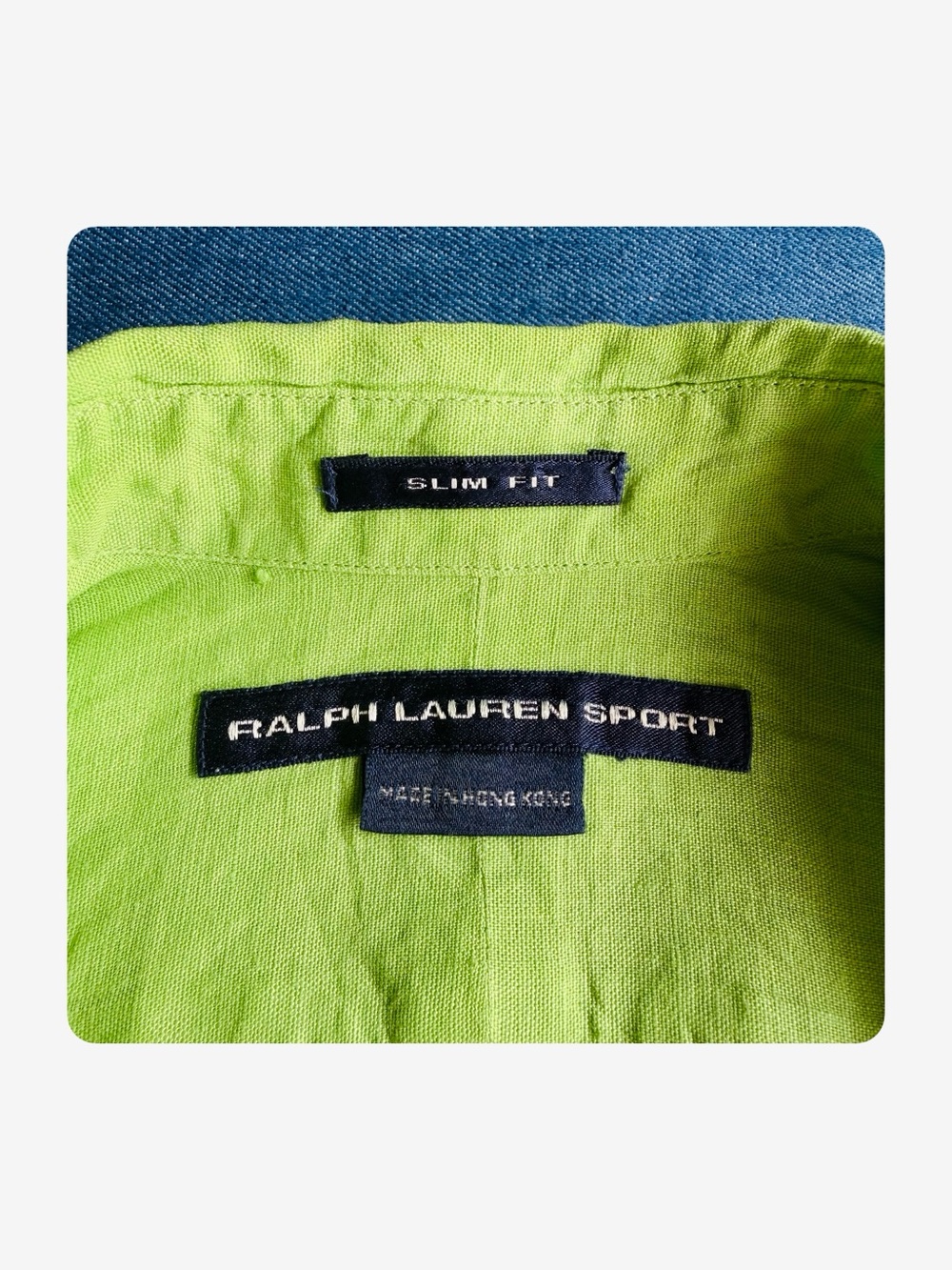 ★Ralph Lauren Sport Slim Fit Seasonal Staple 100% Linen 3/4 Blouse Lime Green 4★ - Picture 4 of 11